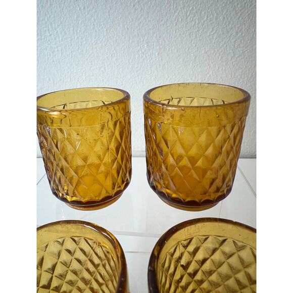 Amber Plant Propagation Jars Cups Containers Vintage Shot Glasses set of 4 - Picture 6 of 10
